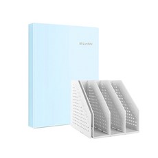 deLi 4折折疊書架+Linfini Clear File 40p Set 78996-72413, 灰色（書架）、藍色（透明文件）, 1套