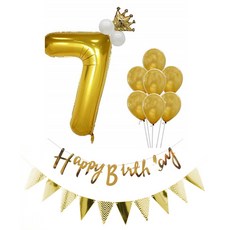 皇冠數字氣球掛旗生日派對慶祝組合, 金子, 1套
