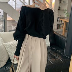 Chichills 女款船型領蝙蝠袖針織T恤 00596 T