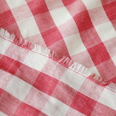 Cheonpam 大幅 30支先染棉 Ggomi 格紋布料, 1個, 紅色 1475