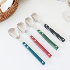 Bogen Ssentier 緞面茶匙4件組, 茶匙 黑色 + 綠色 + 水藍色 + 胭脂紅, 1套