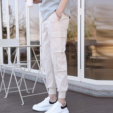 플레이즈 남성용 스판좋은 투포켓 밴딩 카고 조거팬츠