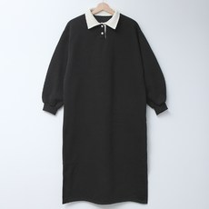 AS LONG AS 內刷毛配色翻領孕婦連身裙