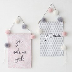 DECOTONIK 溫馨毛球掛飾 A, 粉紅色, 象牙白, 灰色