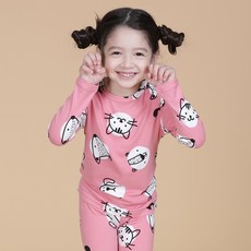 bonumam 童款淺粉柔軟刷毛長袖居家服套裝