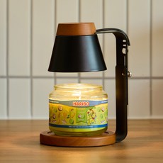 Arbol 定時款 木質融蠟燈 + 酸甜哈瑞寶中號罐裝蠟燭 300g 套組, 黑色木質, 椰子萊姆