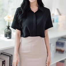 Dearlola 女款無皺隱形鈕扣短袖襯衫 II_S015