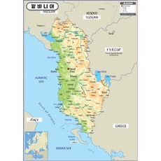 Map.Come 地形塗層阿爾巴尼亞地圖 78 x 110cm, 1個