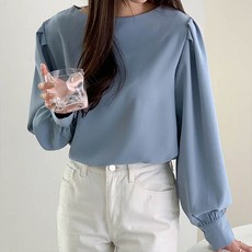 앤드스타일 여성용 B8심플라운드넥 셔링소매 블라우스 261352