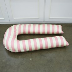 Daeil Company 大條紋 U型身體抱枕套, 粉紅色 + 白色