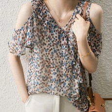 포플러앤씨 우드포 숄더 블라우스