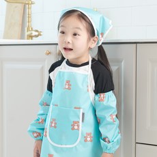 BEBE CHOUETTE 兒童款圖案防水圍裙+頭巾+袖套組