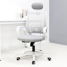 팬물산 이지라이프 메쉬 오피스 목받침 체어, 라이트그레이