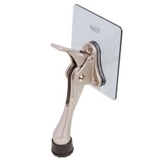 LIVINGiF 免鑽孔黏貼式一鍵馬蹄型門擋 灰色, 1個