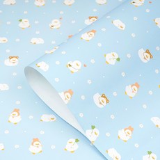 포포팬시 뚱오리 종이 포장 시트지, 블루, 10개