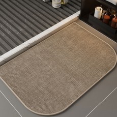 지앤와이 린넨짜임 논슬립 욕실 발매트, 라운드사각무지