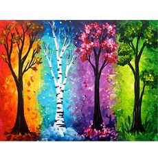 Allode 華麗四季樹 DIY 鑽石畫 圓鑽 40 x 50 cm, 09