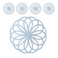 Market A花朵形狀矽膠杯墊杯墊 5入, 藍色