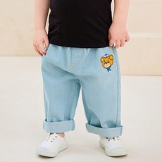 milkmile 兒童可愛海洋熊丹寧鬚邊褲