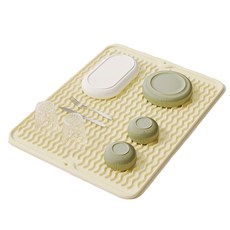 iSFun 餐廚配件 廚房桌面控水瀝乾隔熱矽膠墊, 40 x 30cm, 1個, 波浪米