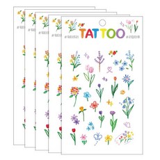 Petit 迷你紋身貼紙 TS006, 彩色花朵, 5個