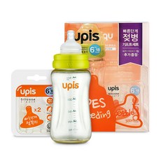 upis PES奶瓶 300ml+奶嘴 2入, 快流速(6~18個月), 綠色, 300毫升