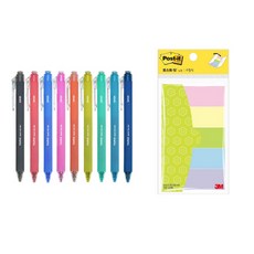3M Post-it 油性原子筆 0.3M Post-it m 9款+書籤便條紙, 9種（中性墨水筆），筆記本型粉彩（便利貼）, 1套