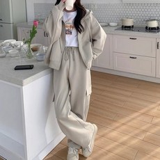 I'M MONG 女款Nubera工裝長袖連帽拉鍊長運動套裝