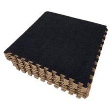 Sonhalmae 素色毛絨巧拼墊 9片+邊框裝飾條 13入, 黑色, 1組