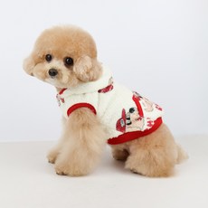 그루밍독 반려동물 뽀글이 캡듀오 플리스 후드, 레드, 1개