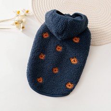 PASTEL PET 寵物刺繡圖案羊羔絨連帽外套, 海軍藍