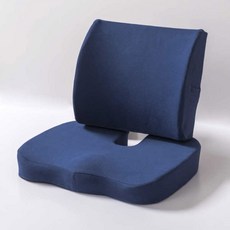 正確姿勢臀部坐墊+背部支撐腰墊組, 深藍色
