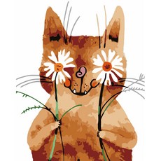 Aiemmini DIY 星光畫+光纖心情燈套組 40 x 50cm, 頑皮的貓