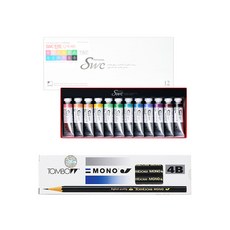 ShinHan SWC 水彩 TINT 15ml + Toombo Mono J 4B 1 筆套組, 12 種顏色
