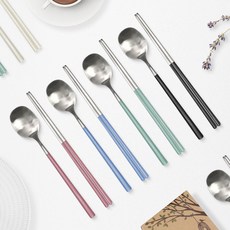 라온누리 레브 컬러 수저세트, 핑크펀치 + 스카이블루 + 민트 + 블랙, 숟가락 4종 + 젓가락 4종, 1세트