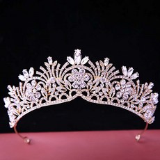 에스텔라 셀프웨딩 꽃 크리스탈 력셔리 신부 머리 장식 jbj258, 1개, 골드