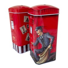 方形紅色存錢筒2件組, 混合色, 1套