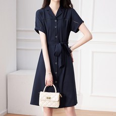 LUNA GIRL Grotin 翻領洋裝, 海軍藍