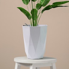 morningscent 北歐風格現代經典八角花盆, 白色, 1個