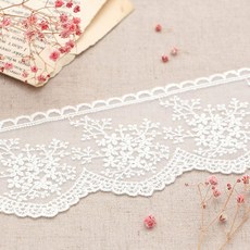 Kohas iD 滿天星扇貝邊歐根紗刺繡蕾絲 180公分, 1個, 白色