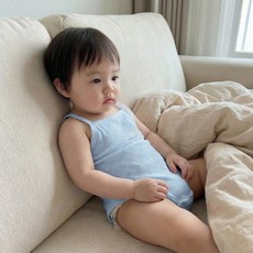 베베니즈 신생아용 쿨소프트 순면 끈나시 바디수트