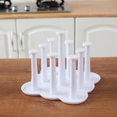 Myeongyangpeep 圓形瀝水盤廚房杯架, 白色, 1個