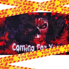PARTYSHOW 萬聖節恐怖掛布 L+裝飾警告膠帶條, 魔鬼（橫幅），橘色 1 號（錄音帶）, 1組