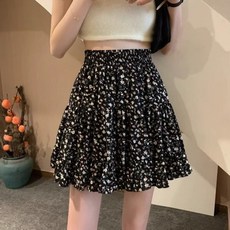 PEONIST 荷葉邊碎花鬆緊帶迷你短裙