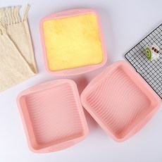 B Home Baking 高彈力矽膠模具方形烤盤4號, 1個, 粉紅色