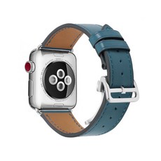 4YOU Apple Watch 3/4/5/6/7/SE 蝴蝶扣皮革錶帶 (相容38/40/41mm), 天藍色, 1個