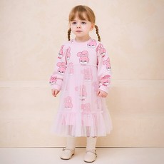 milkmile 女童粉紅兔紗紗長版連身裙