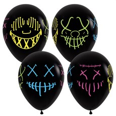 Sempertex 萬聖節霓虹面具氣球 30cm, 黑色, 50個
