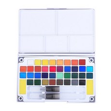 Fullcolors 全彩 調色盤水彩固體顏料 + 水筆 2支 套組, 36色