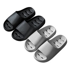 基本款 防滑 排水 浴室拖鞋 2入組, 灰色+黑色, 1組